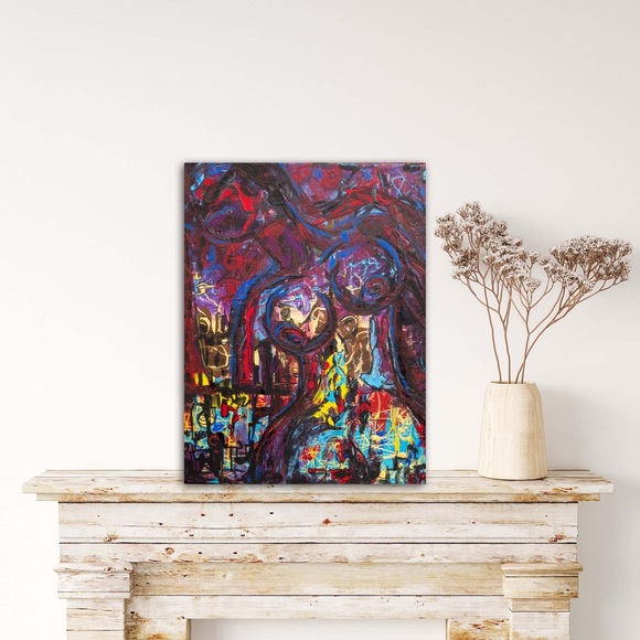 Beautiful Lies, medium size, monster face woman and nude body, textured painting - Picture 1 of 6